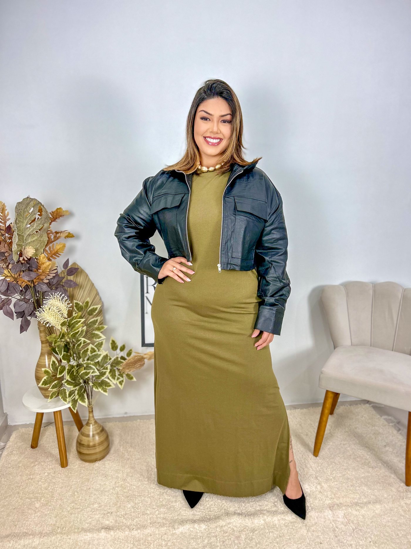 Look Romanza: saia longa e jaqueta